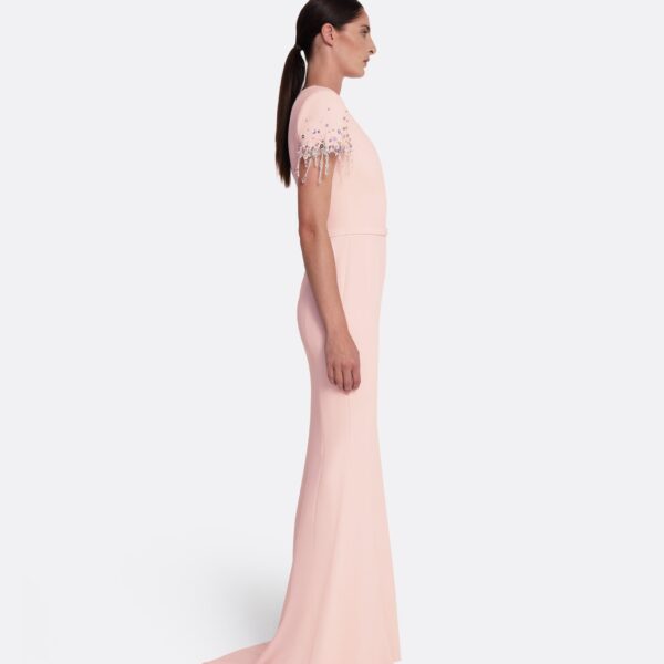 Safiyaa Parker Long Dress Long in Pale Pink with Multi-pastel, view 5