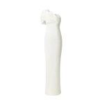 Safiyaa Portan Ivory Long Dress - Safiyaa Dresses - Heavy Crepe Cape Gown - Shop at Luxury Shoes 