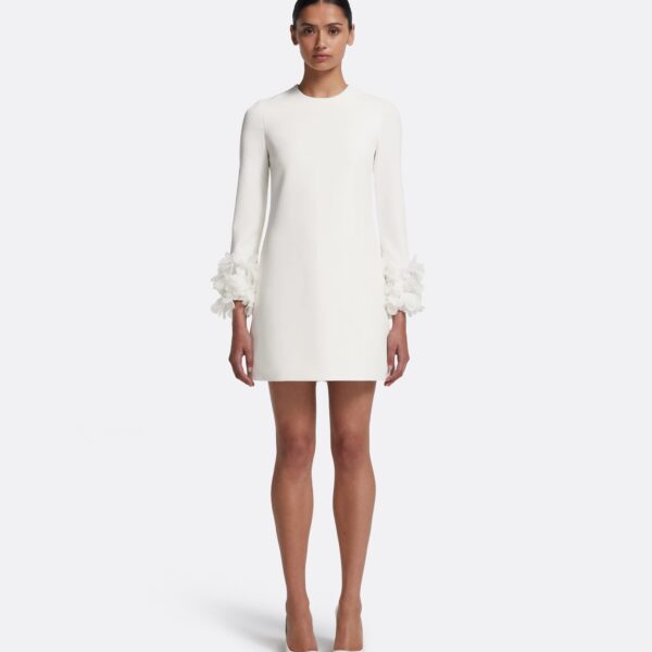 Safiyaa Reffie Short Dress in Ivory with Ivory Appliqué, view 2