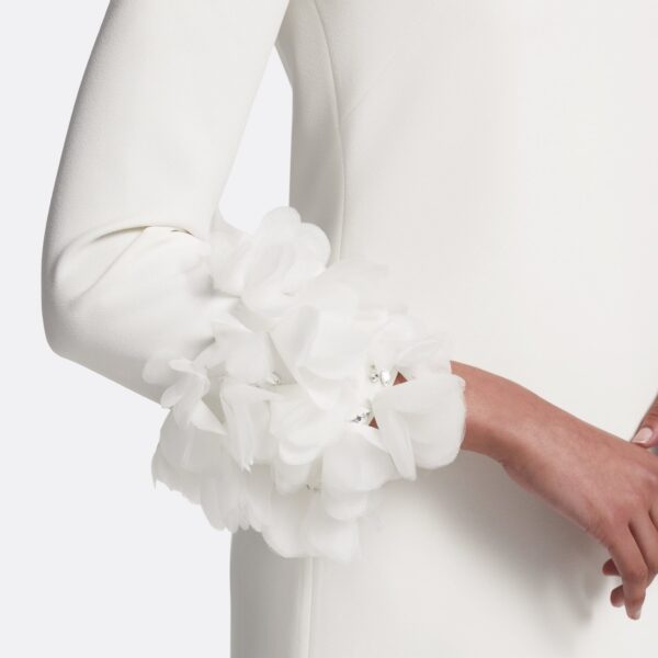 Safiyaa Reffie Short Dress in Ivory with Ivory Appliqué, view 4