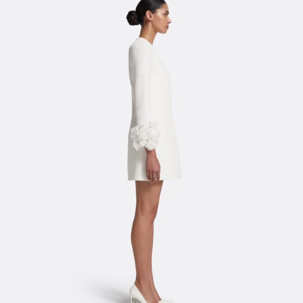 Safiyaa Reffie Short Dress in Ivory with Ivory Appliqué, view 5