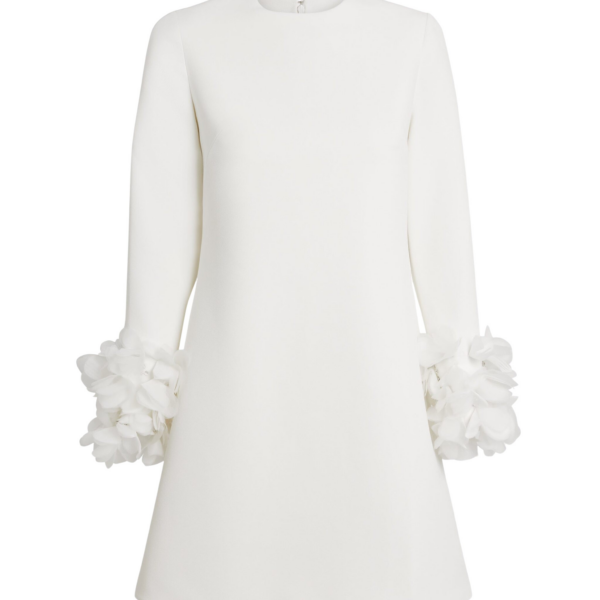 Safiyaa Reffie Short Dress in Ivory with Ivory Appliqué