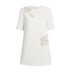 Safiyaa Ripley Short Dress in Ivory with Pearl - Safiyaa Dresses - Heavy Crepe Cape Gown - Shop at Luxury Shoes 