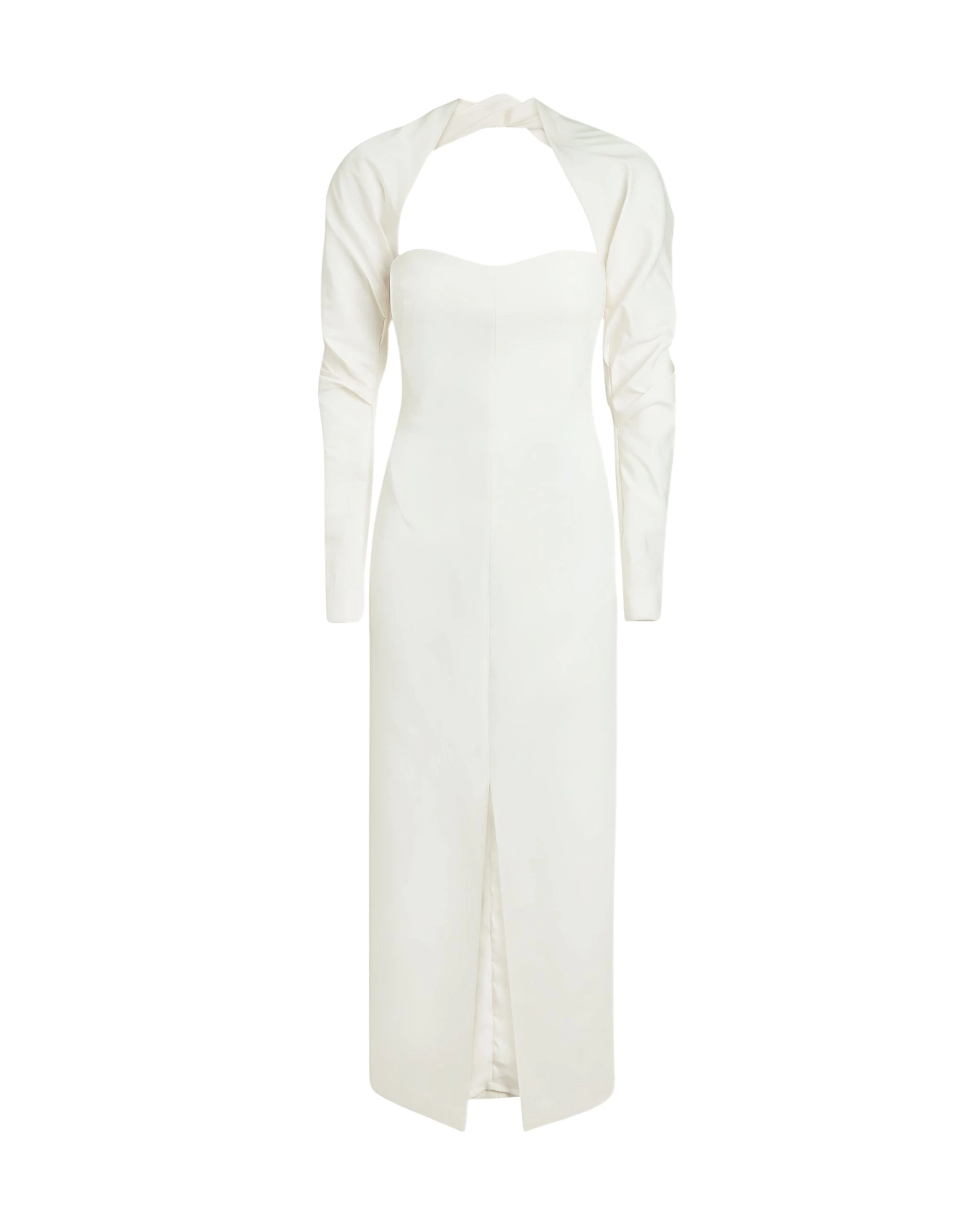 Safiyaa-Romane-Ivory-Midi-Dress-Coveti-scaled65151_nobg Safiyaa Romane Ivory Midi Dress - Safiyaa Dresses - Heavy Crepe Cape Gown - Shop at Luxury Shoes