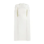 Safiyaa Roni Ivory Dress - Safiyaa Dresses - Heavy Crepe Cape Gown - Shop at Luxury Shoes 