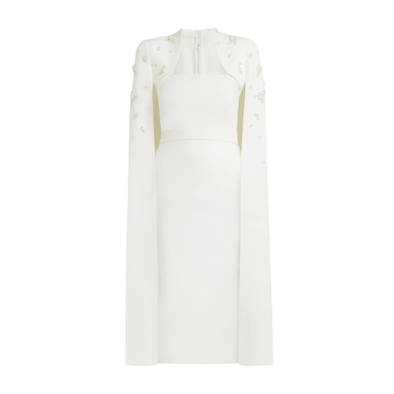 Safiyaa Roni Ivory Dress - Safiyaa Dresses - Heavy Crepe Cape Gown - Shop at Luxury Shoes 