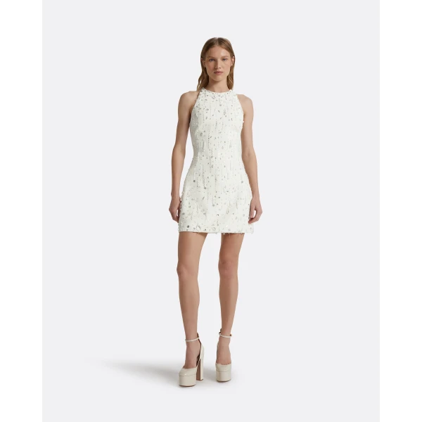 Safiyaa Rosmand Ivory Short Dress - Safiyaa Dresses - Heavy Crepe Cape Gown - Shop at Luxury Shoes 