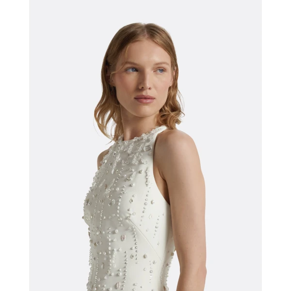 Safiyaa Rosmand Ivory Short Dress - Safiyaa Dresses - Heavy Crepe Cape Gown - Shop at Luxury Shoes 