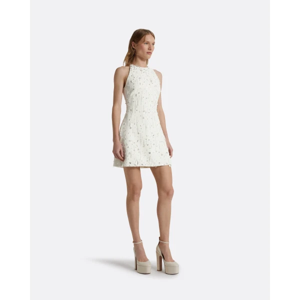 Safiyaa Rosmand Ivory Short Dress - Safiyaa Dresses - Heavy Crepe Cape Gown - Shop at Luxury Shoes 