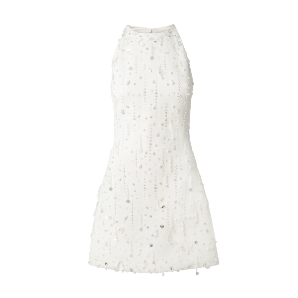 Safiyaa Rosmand Ivory Short Dress - Safiyaa Dresses - Heavy Crepe Cape Gown - Shop at Luxury Shoes 