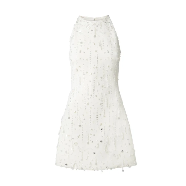 Safiyaa Rosmand Ivory Short Dress - Safiyaa Dresses - Heavy Crepe Cape Gown - Shop at Luxury Shoes 