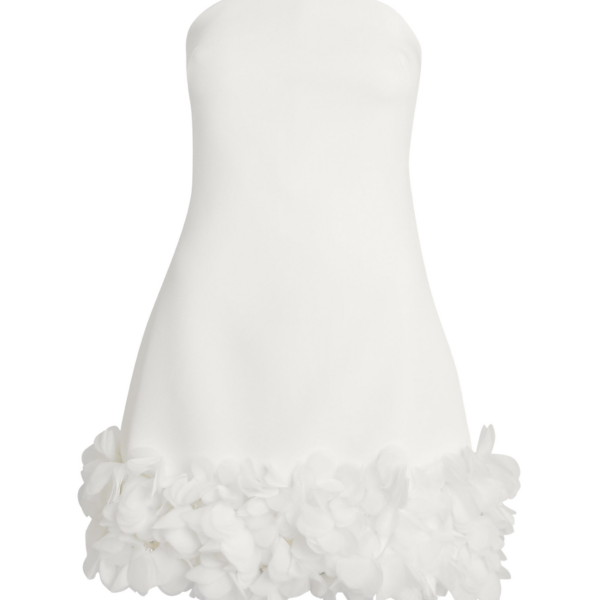 Safiyaa Rowan Short Dress in Ivory with Ivory Appliqué