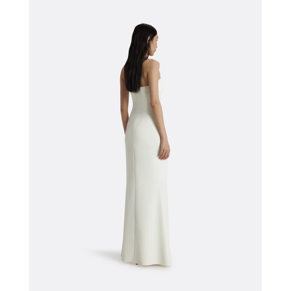 Safiyaa Soshin Ivory Strapless Dress - Safiyaa Dresses - Heavy Crepe Cape Gown - Shop at Luxury Shoes 