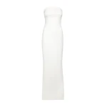 Safiyaa Soshin Ivory Strapless Dress - Safiyaa Dresses - Heavy Crepe Cape Gown - Shop at Luxury Shoes 