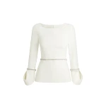 Safiyaa Tottie Ivory Top - Safiyaa Tops - Heavy Crepe Cape Gown - Shop at Luxury Shoes 