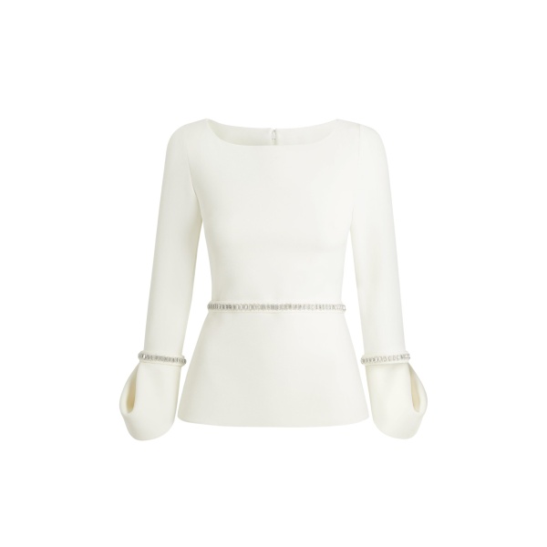 Safiyaa Tottie Ivory Top - Safiyaa Tops - Heavy Crepe Cape Gown - Shop at Luxury Shoes 