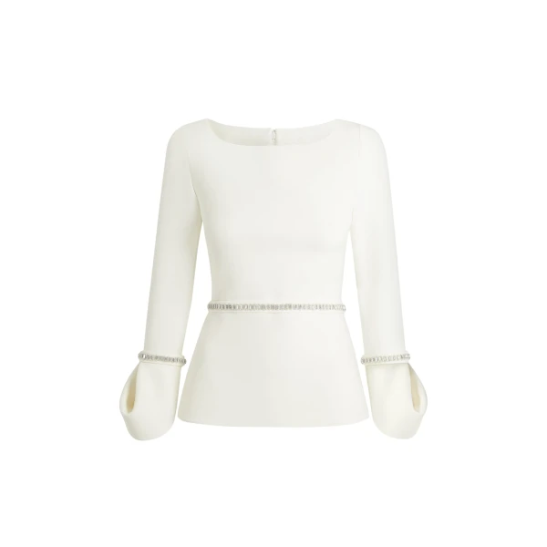 Safiyaa Tottie Ivory Top - Safiyaa Tops - Heavy Crepe Cape Gown - Shop at Luxury Shoes 