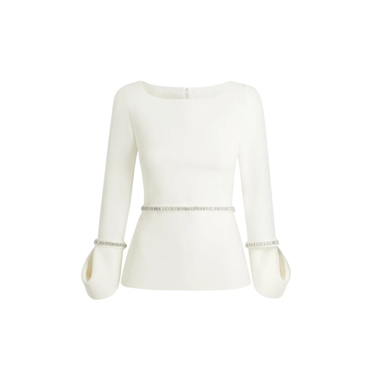 Safiyaa Tottie Ivory Top - Safiyaa Tops - Heavy Crepe Cape Gown - Shop at Luxury Shoes 