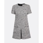 Safiyaa Virna Short Dress in Greyscale - Safiyaa Dresses - Heavy Crepe Cape Gown - Shop at Luxury Shoes 