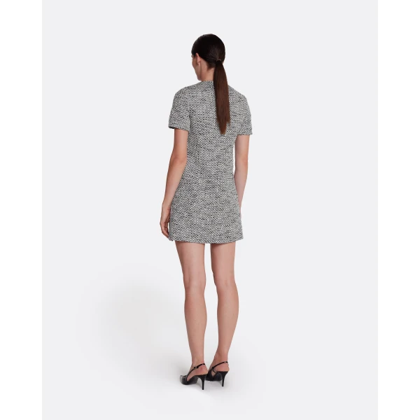 Safiyaa Virna Short Dress in Greyscale - Safiyaa Dresses - Heavy Crepe Cape Gown - Shop at Luxury Shoes 