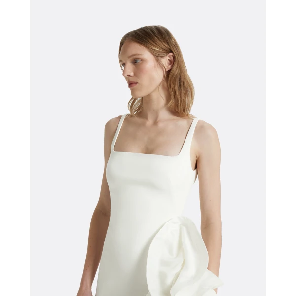 Safiyaa Yana Ivory Long Dress - Safiyaa Dresses - Heavy Crepe Cape Gown - Shop at Luxury Shoes 
