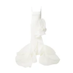 Safiyaa Yana Ivory Long Dress - Safiyaa Dresses - Heavy Crepe Cape Gown - Shop at Luxury Shoes 
