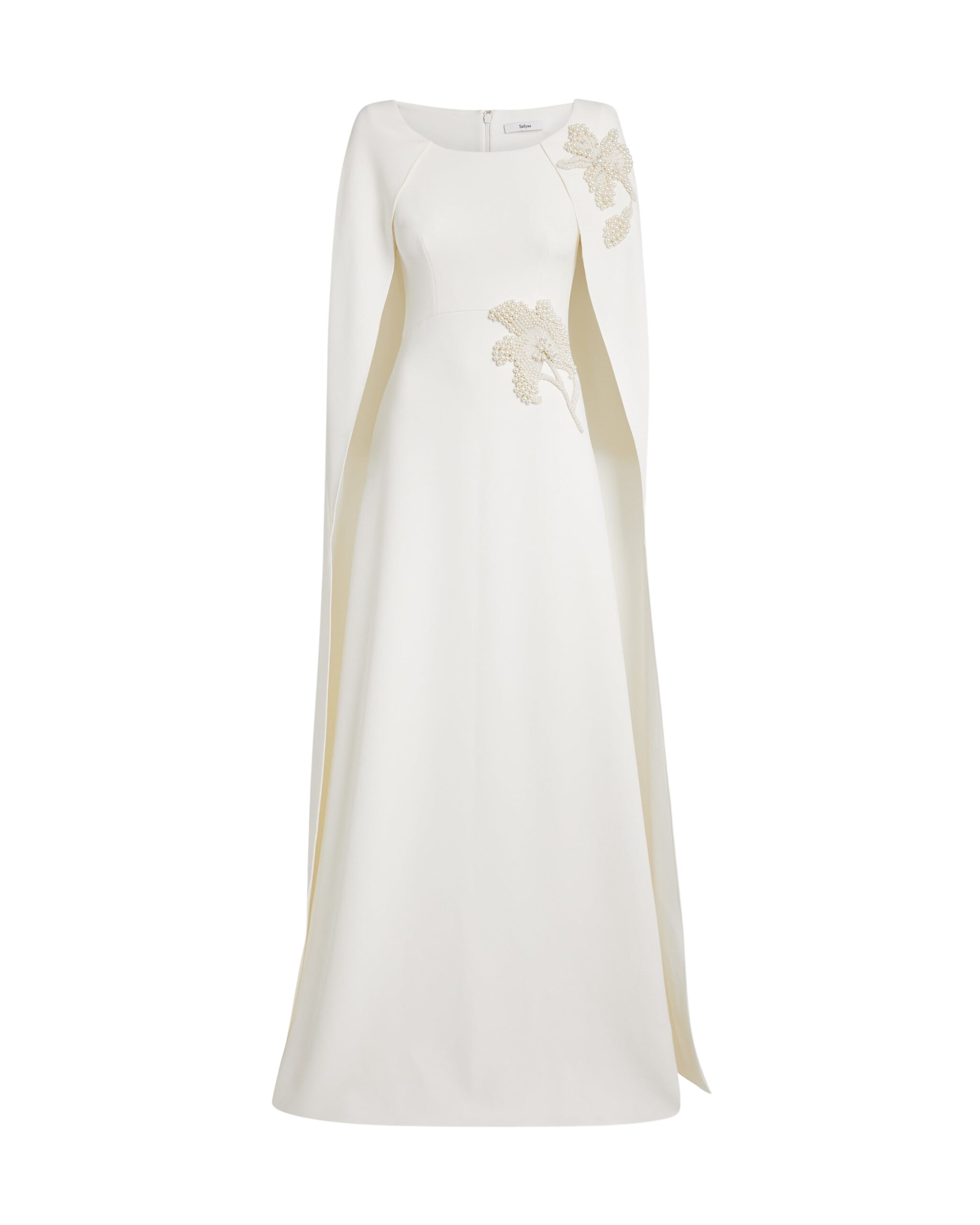 Safiyaa Yuna Long Dress in Ivory with Pearl