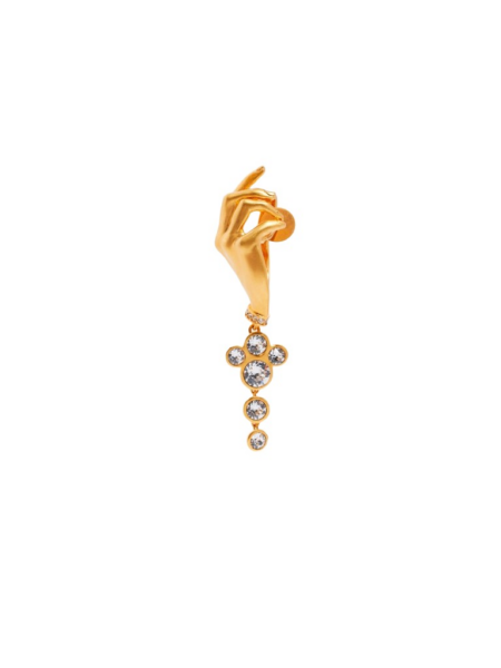 Schiaparelli Rhinestone Hand Earring