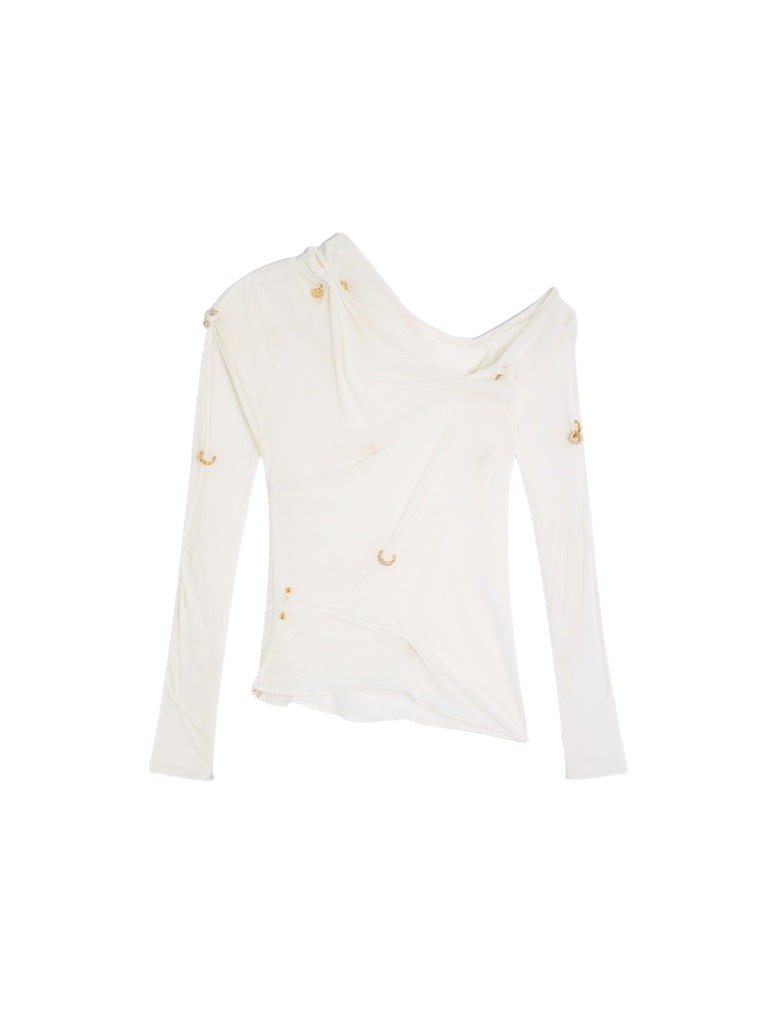 Schiaparelli Sheer Draped Top Tops in Schiaparelli Authentic Luxury Fashion at Luxury Shoes 