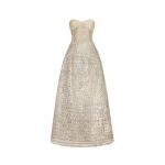 Oscar de la Renta Sequin & Bugle Bead Lattice Gown