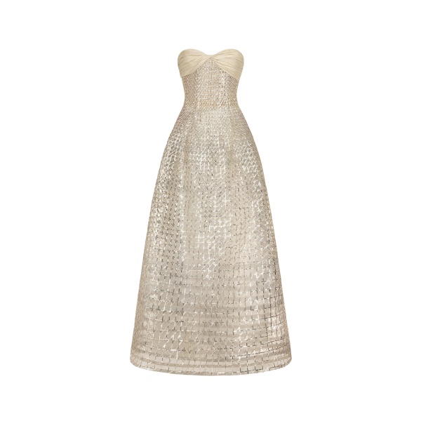 Oscar de la Renta Sequin & Bugle Bead Lattice Gown - Dresses - American Luxury Evening Wear at Luxury Shoes 