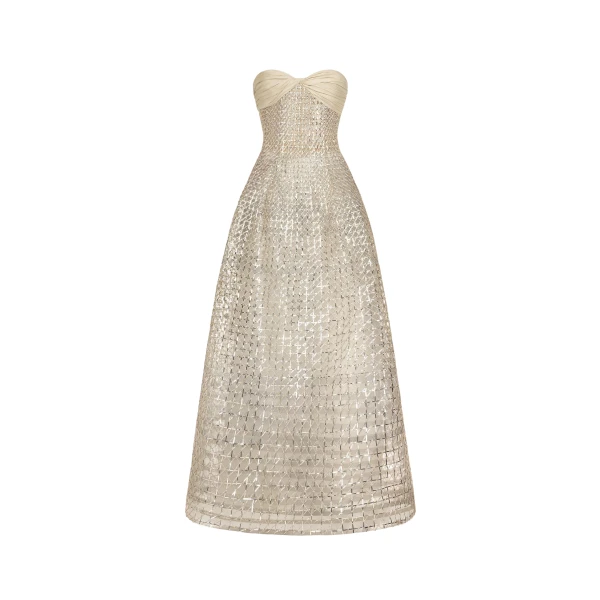 Oscar de la Renta Sequin & Bugle Bead Lattice Gown - Dresses - American Luxury Evening Wear at Luxury Shoes 