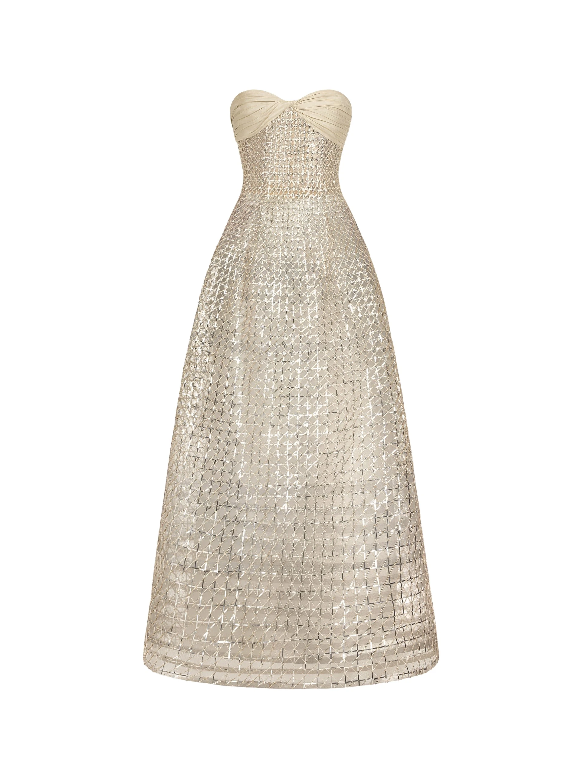 Sequin & Bugle Bead Lattice Gown