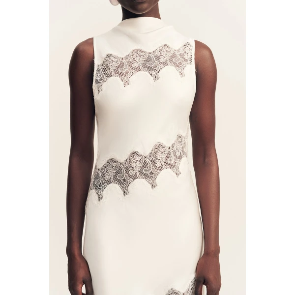 Simona Asymmetrical Panelled Maxi Dress - Ivory - Image 10