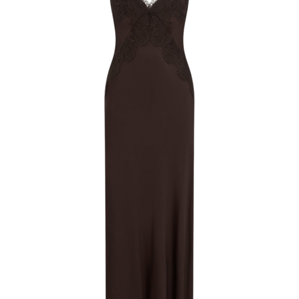 Shona Joy Simona Lace Slip Maxi Dress – Espresso