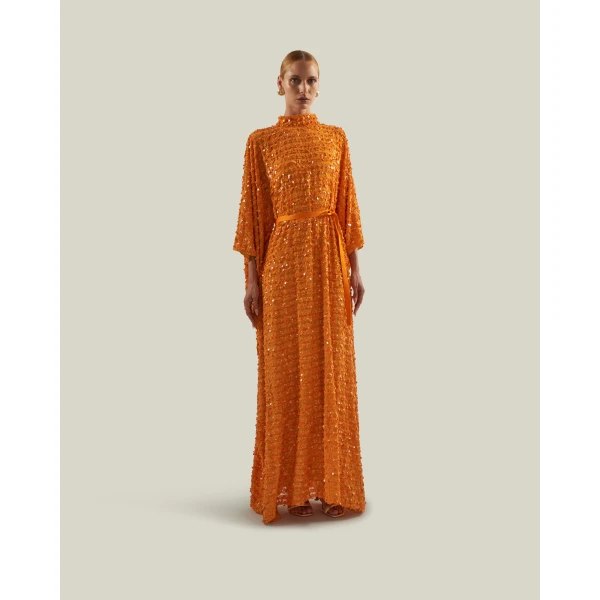 Taller Marmo Caracciolo Kaftan In Mandarin - Dresses - Italian Luxury Evening Wear at Luxury Shoes 