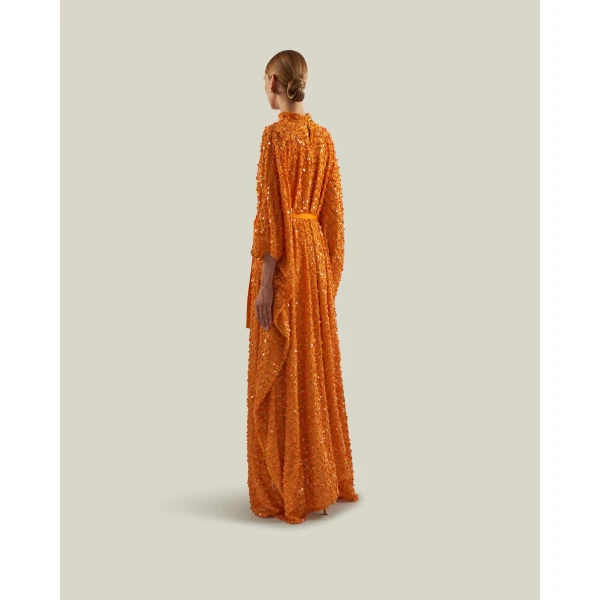 Taller Marmo Caracciolo Kaftan In Mandarin - Dresses - Italian Luxury Evening Wear at Luxury Shoes 
