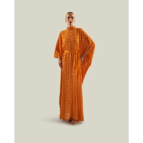 Taller Marmo Caracciolo Kaftan In Mandarin - Dresses - Italian Luxury Evening Wear at Luxury Shoes 