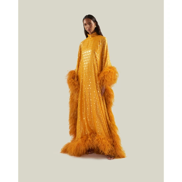 Taller Marmo Casta Diva Opulence Kaftan In Marigold - Dresses - Italian Luxury Evening Wear at Luxury Shoes 