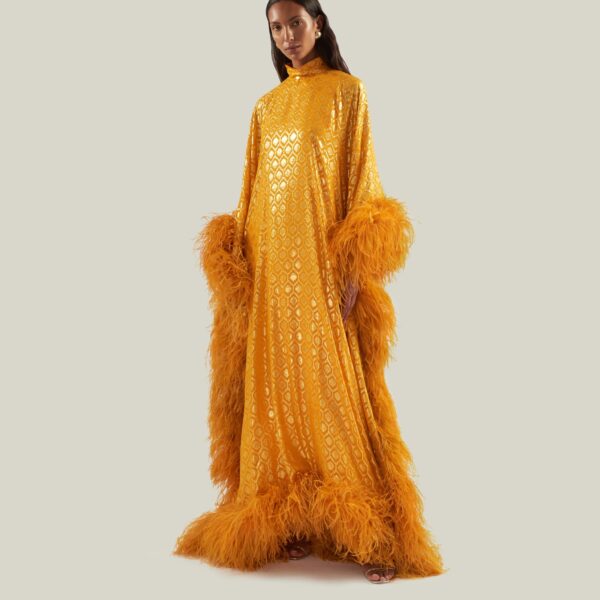 Taller Marmo Casta Diva Opulence Kaftan In Marigold, view 2