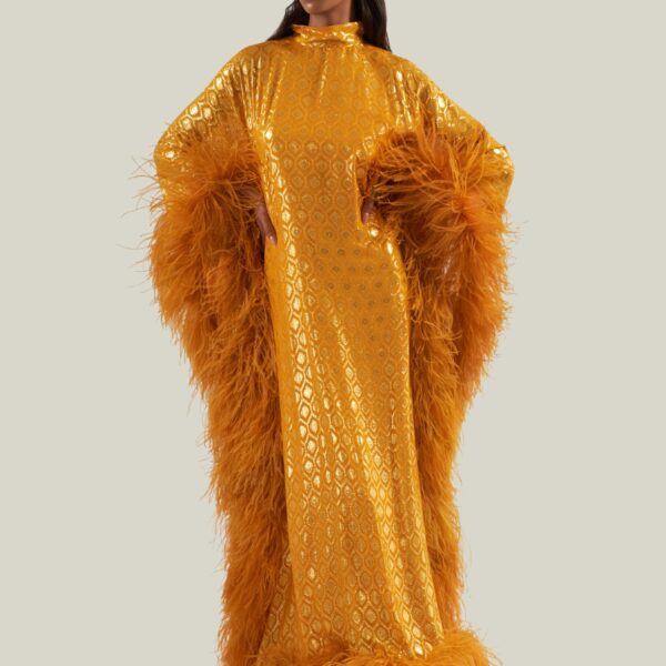 Taller Marmo Casta Diva Opulence Kaftan In Marigold, view 4