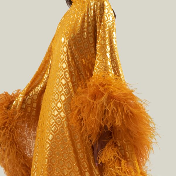 Taller Marmo Casta Diva Opulence Kaftan In Marigold, view 5