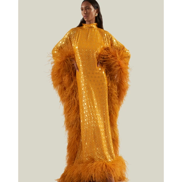 Taller Marmo Casta Diva Opulence Kaftan In Marigold - Dresses - Italian Luxury Evening Wear at Luxury Shoes 