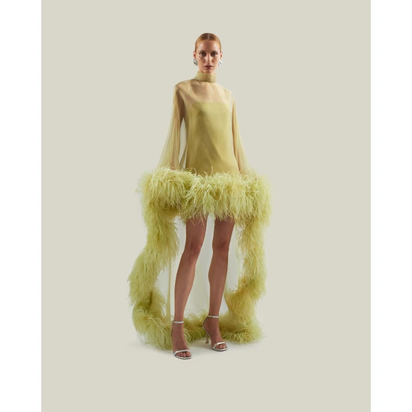Taller Marmo Daisy Kaftan In Gold Kiwi - Dresses - Italian Luxury Evening Wear at Luxury Shoes 