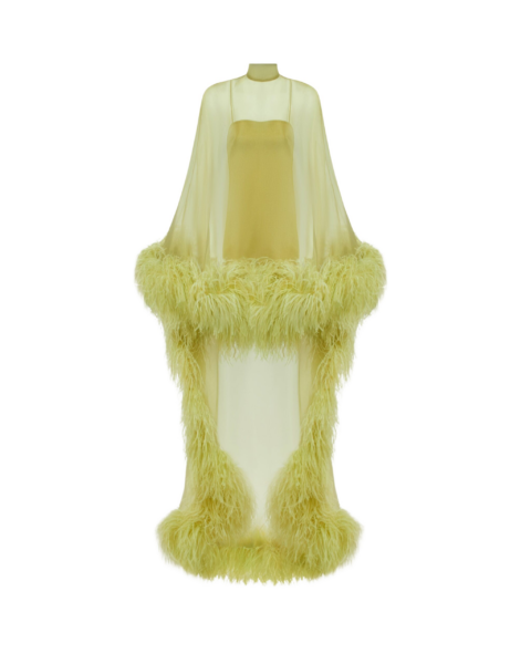 Taller Marmo Daisy Kaftan In Gold Kiwi - Dresses - Italian Luxury Evening Wear at Luxury Shoes 
