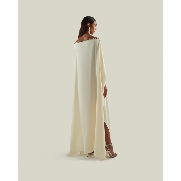 Taller Marmo Mila Kaftan In Latte - Dresses - Italian Luxury Evening Wear at Luxury Shoes 