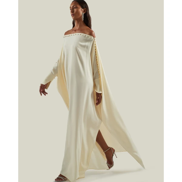 Taller Marmo Mila Kaftan In Latte - Dresses - Italian Luxury Evening Wear at Luxury Shoes 