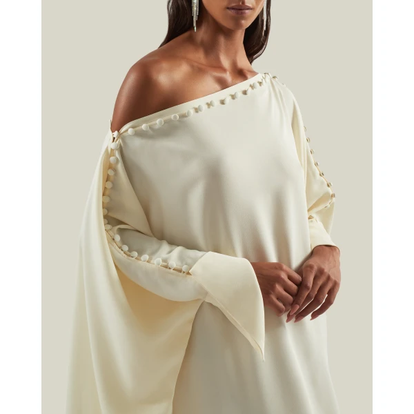 Taller Marmo Mila Kaftan In Latte - Dresses - Italian Luxury Evening Wear at Luxury Shoes 
