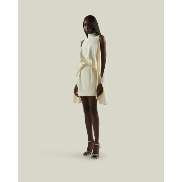 Taller Marmo Mini Bacall Dress In Latte - Dresses - Italian Luxury Evening Wear at Luxury Shoes 