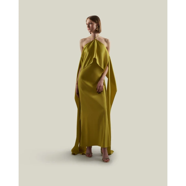Taller Marmo Nan Dress In Gold Kiwi - Dresses - Italian Luxury Evening Wear at Luxury Shoes 